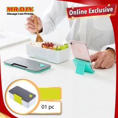 (MR.DIY) 2 In 1 Bento Lunch Box with Phone Stand Set Green (18cm x 9cm)
