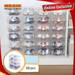 (MR.DIY) Transparent  Plastic Stackable Shoes Storage Box Cyan (8pcs)