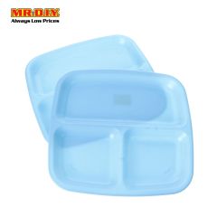 3-Compartments Divided Plastic Plate 21.5*20.2CM