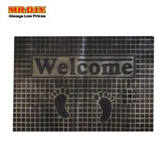 (MR.DIY) Premium Welcome Foot Print Design Rubber Doormat Pin Mat