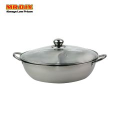 (MR.DIY) Premium Stainless-Steel Steamboat Pot with Glass Lid (30cm)