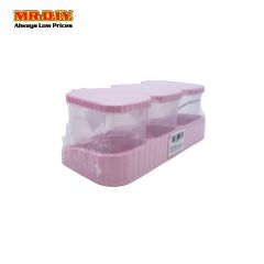 (MR.DIY) 3 Slot Seasoning Box Set - Pink M04-5173
