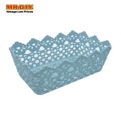 (MR.DIY) Rattan Design Rectangular Plastic Basket (24.5cm x 15.2cm)