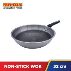 (MR.DIY) Non Stick Stainless Steel Cooking Wok With Lid and Cover WK8801 32cm