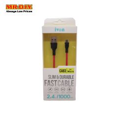 IVON Slim and Durable Micro USB Fast Charge Data Cable 2.4A (1m)