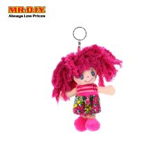 Curly Pink Hair Pink Dress Stuffed Girl Doll 15cm CM716033