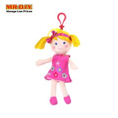 Yellow Hair Pink Floral Dress Stuffed Girl Doll 20cm CM635025