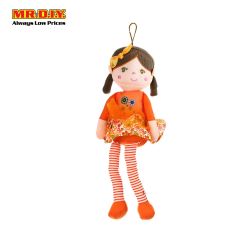 Brown Hair Orange Dress Stuffed Girl Doll 36cm CM625001C