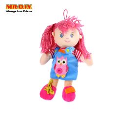 Pink Curly Hair Blue Dress Stuffed Girl Doll 33cm CM717007