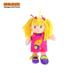 Yellow Long Hair Pink Dress Purple Shoe Stuffed Girl Doll 33cm CM717006