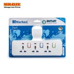 NARKEN 3-Outlet Power Strip with 1 Socket Point