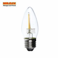 (MR.DIY) FILAMENT Candle Shape LED Bulb Warm White 2W E27 (1pcs)