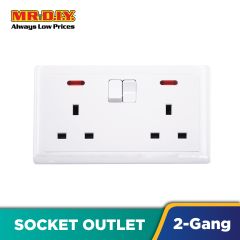 (MR.DIY) White Wall 13A 2 Gang Switch Socket