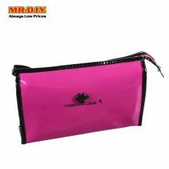 FOREVER LOVE Logo Printed Rectangular PU Leather Cosmetic Bag