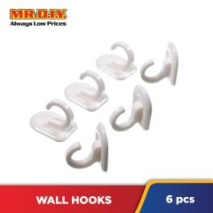 MR HOOK Wall-Mounted Plastic Adhesive Hooks (6pcs)