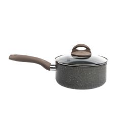 (MR.DIY) Premium 18cm Marble Stone Aluminium Sauce Pan With Lid