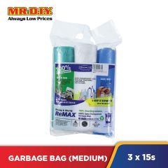 SEKOPLAS ReMAX HDPE Semi-Transparent Garbage Bag M Size (3 x 15pcs)