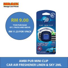 Ambi Pur Car Mini Clip Linen & Sky Car Air Freshener 2.2ml