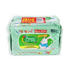 PUREEN Extra Moist Baby Wipes Fragrance Free (2 x 80's)