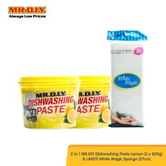 2 in 1 MR.DIY Dishwashing Paste Lemon (2 x 800g) and LINGYI White Magic Sponge (27cm)