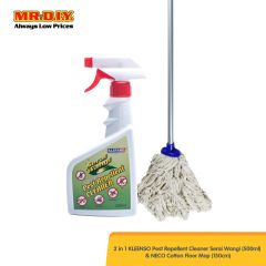 2 in 1 KLEENSO Pest Repellent Cleaner Serai Wangi (500ml) and NECO Cotton Floor Mop (150cm)