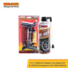 in 1 CARSUN Tubeless Tyre Repair Kit and GETSUN Emergency Tyre Weld (450ml)