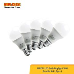 (MR.DIY) Round Shape LED Bulb Daylight 10W A60 (5pcs) 