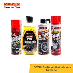 4 in 1 GETSUN Dashboard and Leather Wax (450ml), Deluxe Car Shampoo (500ml), Emergency Tyre Weld (450ml) and Foam Cleaner (650ml)