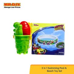 2 in 1 MR.DIY Beach Toys Set With Bucket (7pcs) and BESTWAY Foldable Swimming Pool (1.2M x 25cm)